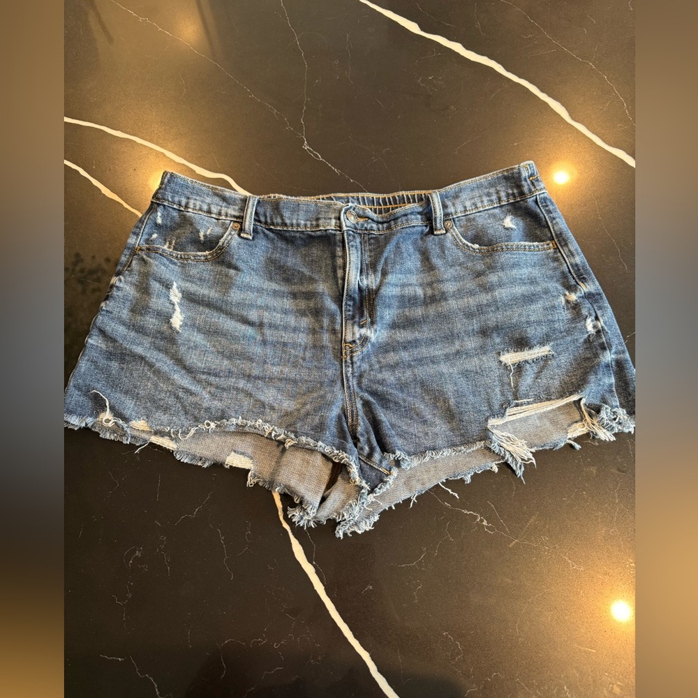 aerie Distressed Denim Jean Shorts - Blue